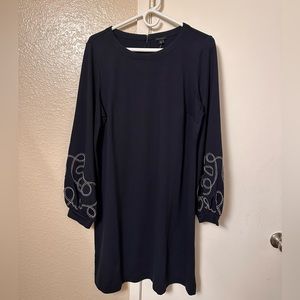 Ann Taylor Navy Balloon Sleeve Shift Dress size Large